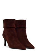 Woman Brown Thin-Heeled Suede Boots | Derimod