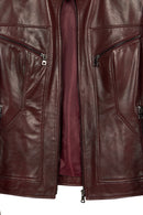 Pam Woman Burgundy Short Leather Jacket | Derimod