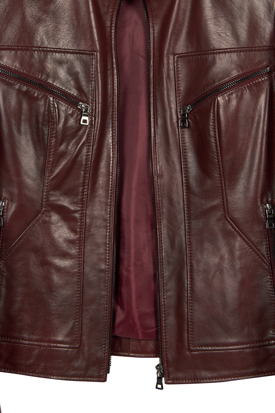 Pam Woman Burgundy Short Leather Jacket