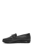 Women's Black Buckle Detailed Leather Comfort Loafer | Derimod