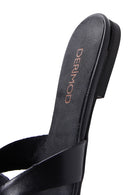 Women's Black Leather Slippers | Derimod