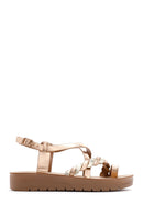 Women's Pink Ankle Strap Metallic Sandals | Derimod