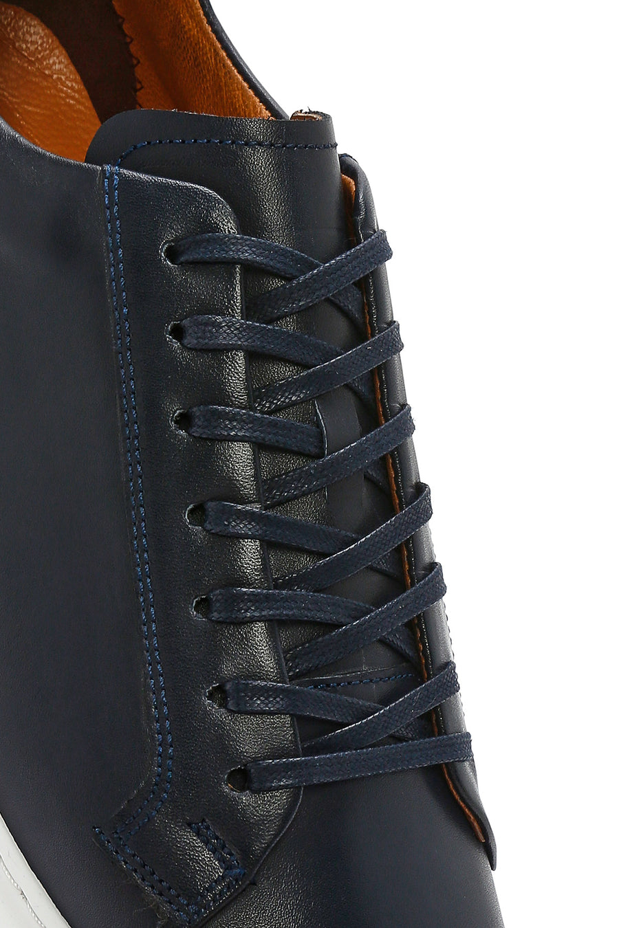 Men's Navy Blue Lace-Up Leather Sneaker