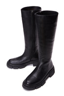 Women's Black Zippered Leather Boots | Derimod