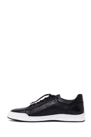 Male Black Lace-Up Thick-Soled Leather Sneaker | Derimod
