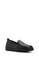 Women's Black Leather Comfort Loafer | Derimod