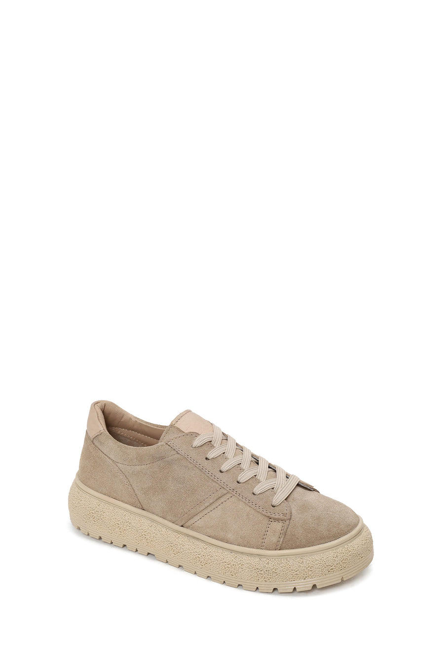 Kadın Bej Bağcıklı Süet Deri Sneaker