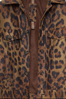 Valenza Women's Brown Leopard Patterned Leather Jacket | Derimod