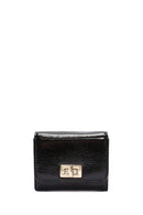 Women's Black Patent Leather Wallet | Derimod