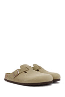 Birkenstock Men's Brown Boston Sfb Leoi Nu Closed Nubuck Leather Slippers | Derimod