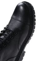 Male Black Zip Closure Leather Combat Boots | Derimod