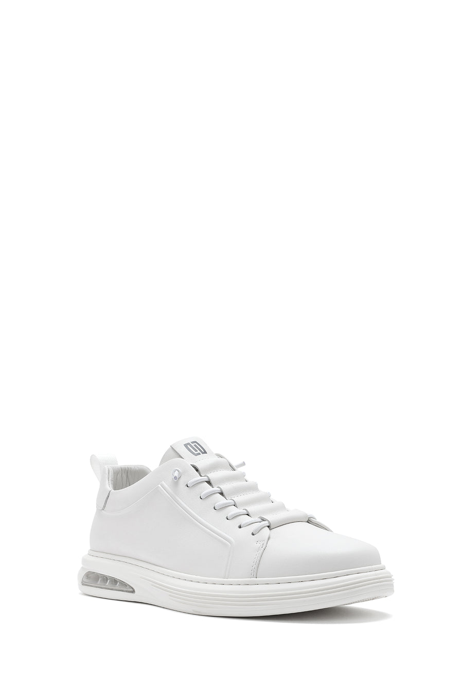 Men's White Lace-up Leather Sneaker
