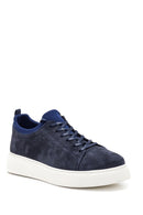 Erkek Mavi Süet Deri Sneaker | Derimod