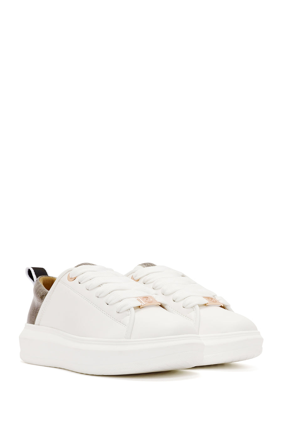 ACBC x Derimod Women's White Lace-Up Chunky Sole Sneakers