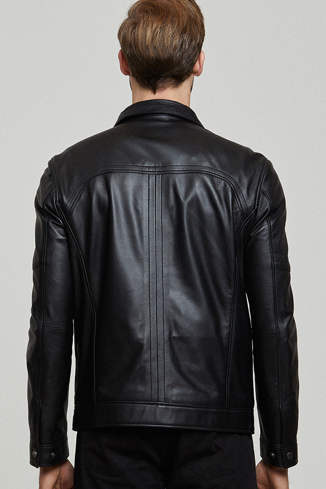 Bruno Men's Black Leather Jacket