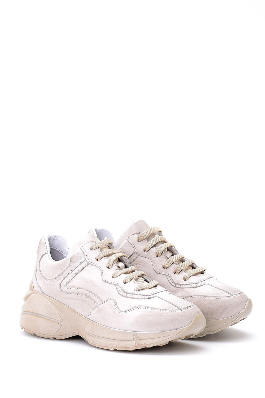 Women's High-Sole Leather Sneaker