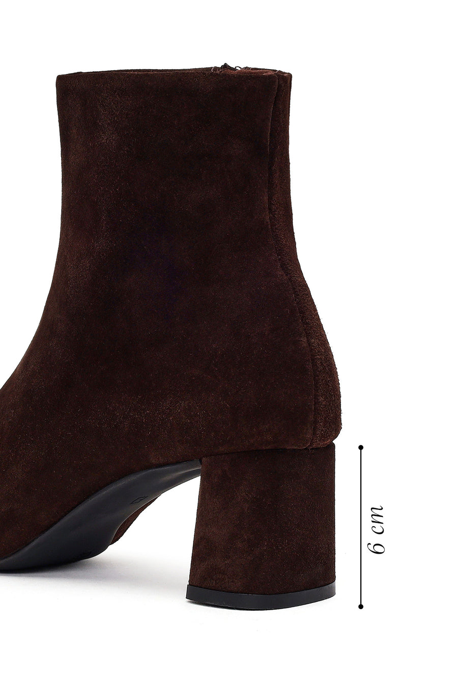 Woman Brown Zip Closure Chunky-Heeled Suede Leather Boots