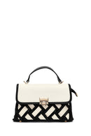 Women's Beige Long Strap Patterned Handbag | Derimod
