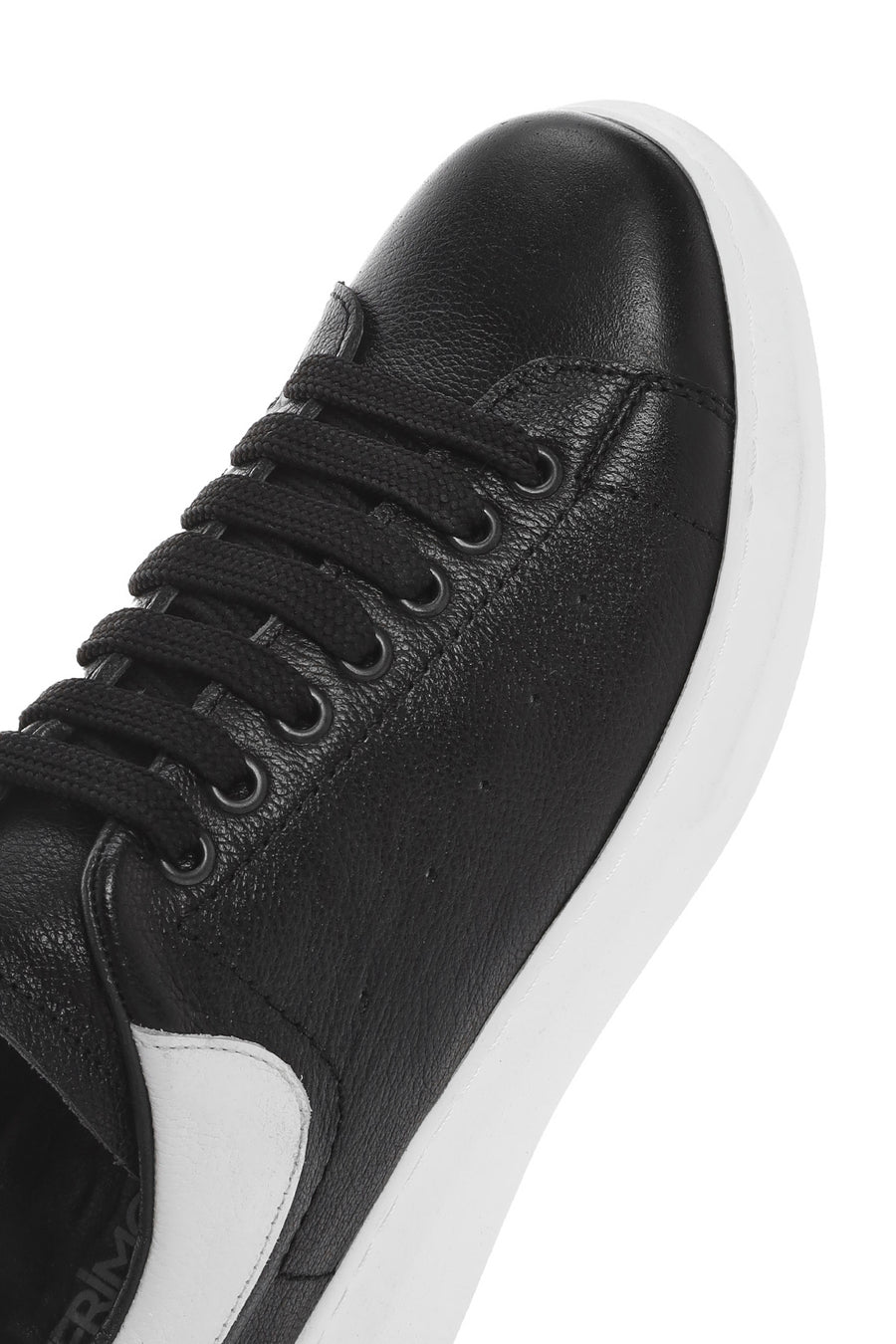 Men's Black Lace-up Thick-Sole Leather Sneaker