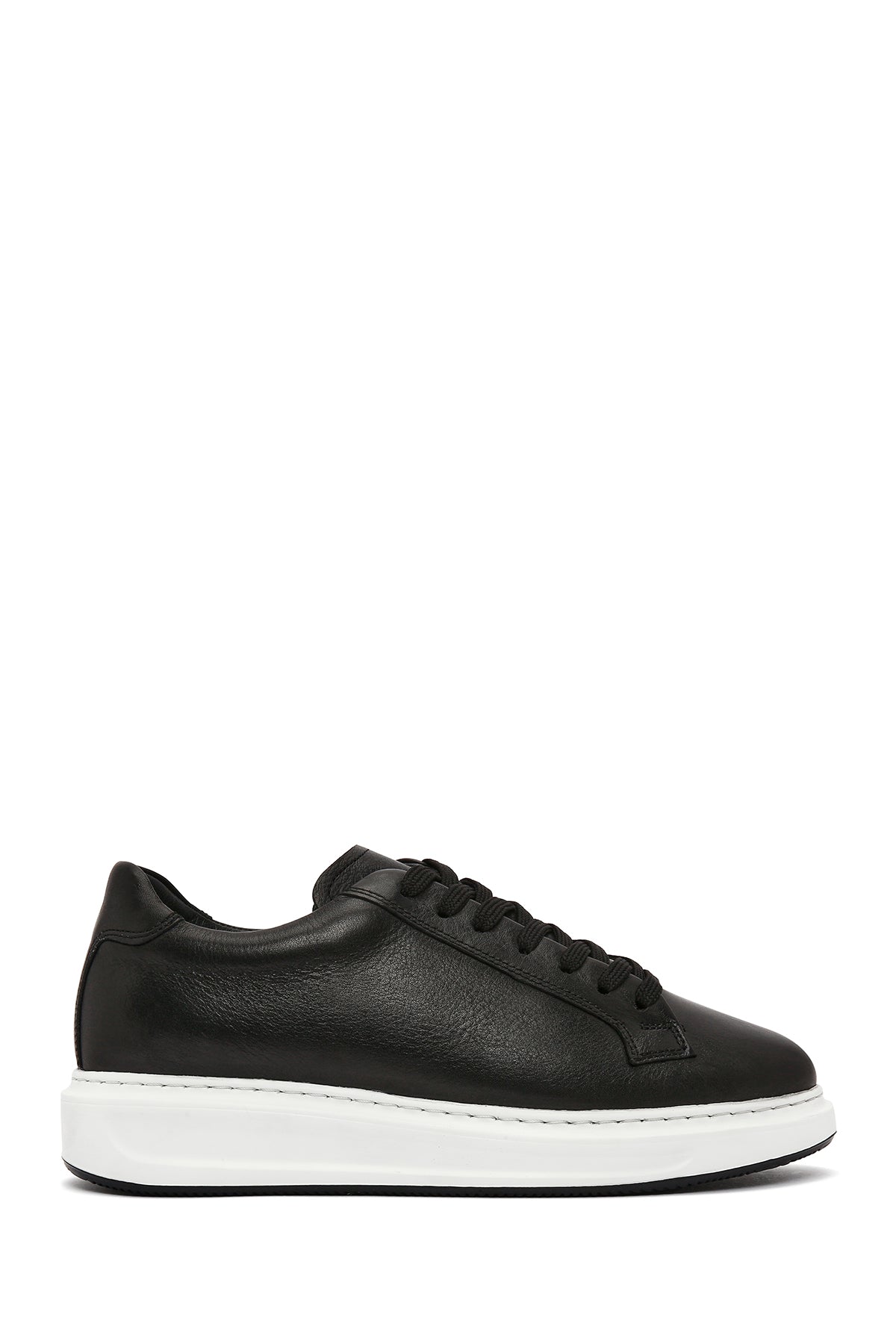 Erkek Siyah Bağcıklı Deri Sneaker 25SFD640318 | Derimod