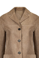 Luna Woman Beige Blazer Suede Jacket | Derimod