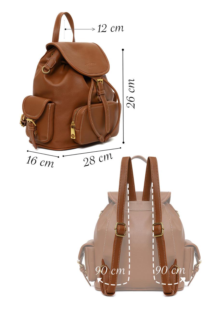 Woman Brown Casual Backpack