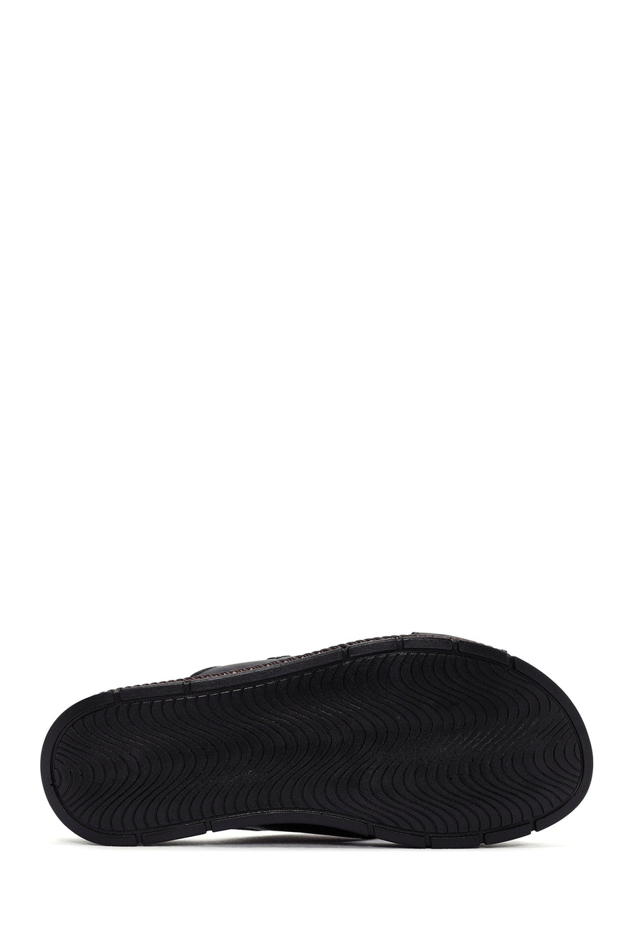 Women's Black Thick Soled Leather Comfort Slippers