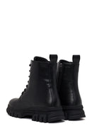 Woman Black Lace-up Zip Closure Thick-soled Combat Boots | Derimod