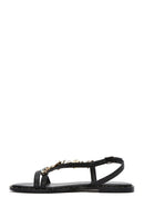 Kadın Siyah Bilekten Tokalı Taşlı Sandalet | Derimod