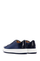 Men's Navy Blue Leather Thick Soled Sneaker | Derimod