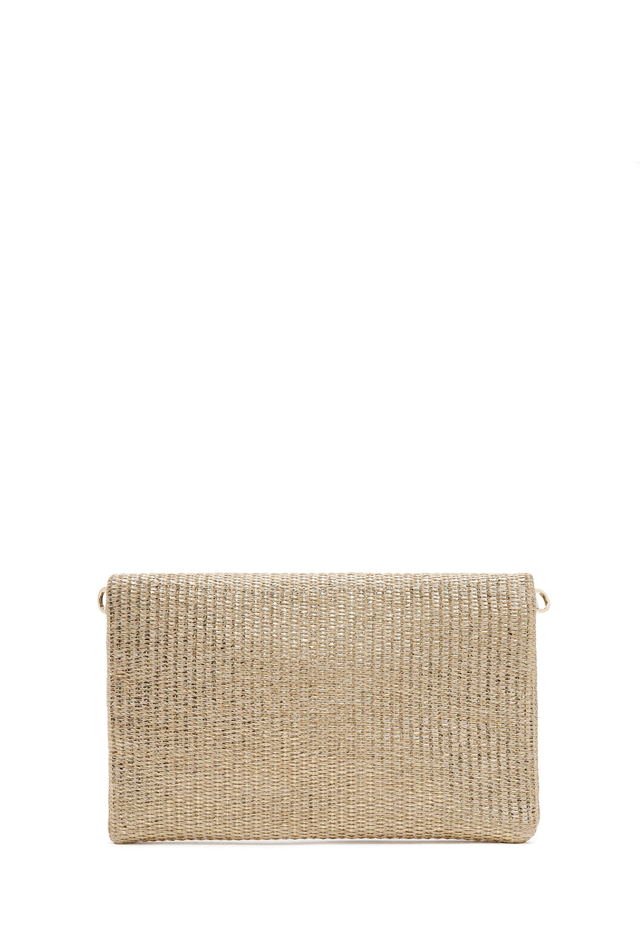 Women's Beige Chain Strap Woven Clutch Bag