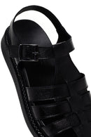 Kadın Siyah Bantlı Deri Comfort Sandalet | Derimod