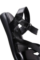 Women's Black Ankle Strap Leather Comfort Sandals | Derimod