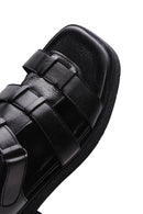 Women's Black Ankle Strap Leather Comfort Sandals | Derimod