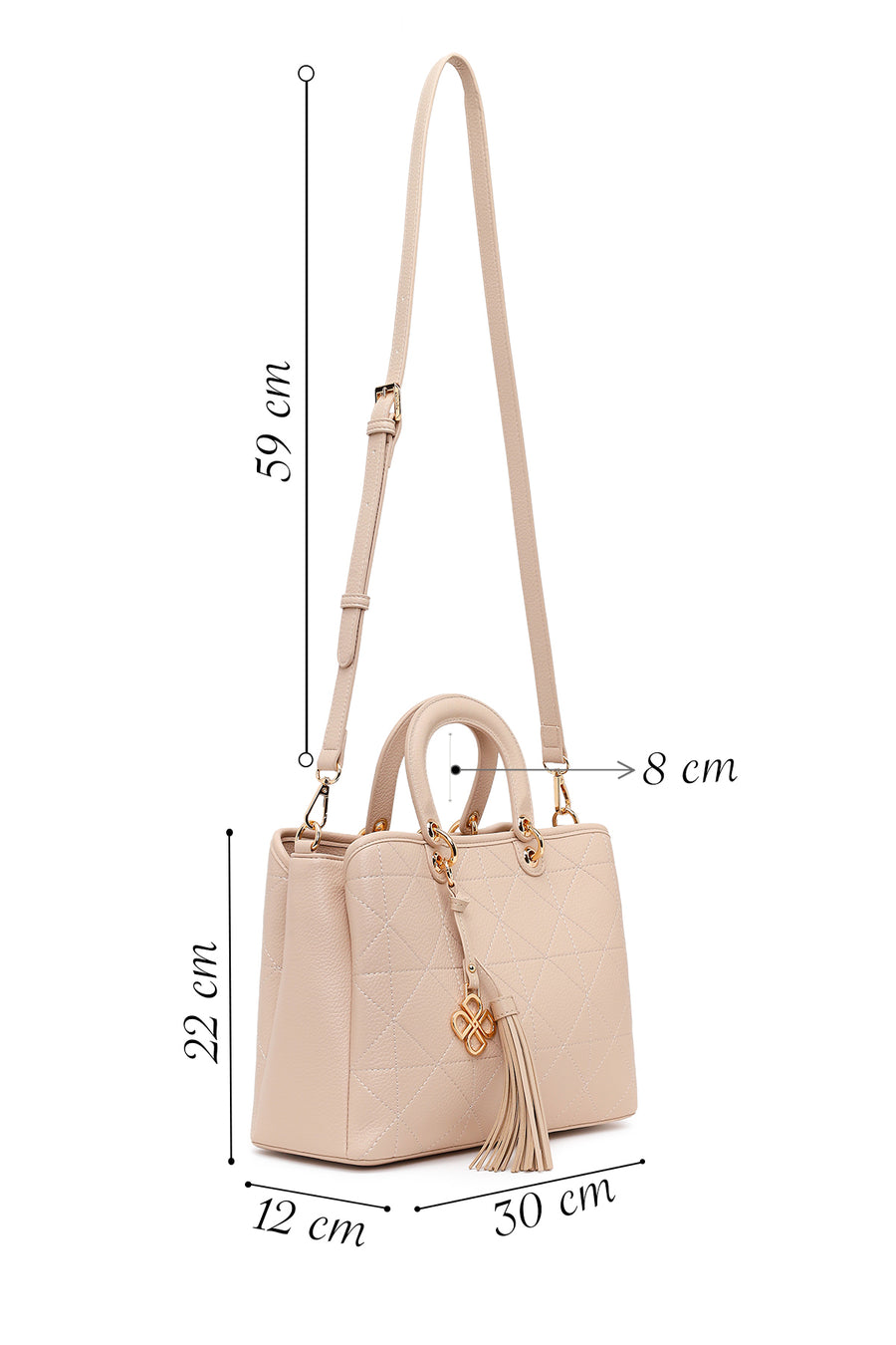 Woman Cream Long Strap Printed Shoulder Bag