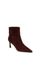 Woman Brown Thin-Heeled Suede Boots | Derimod