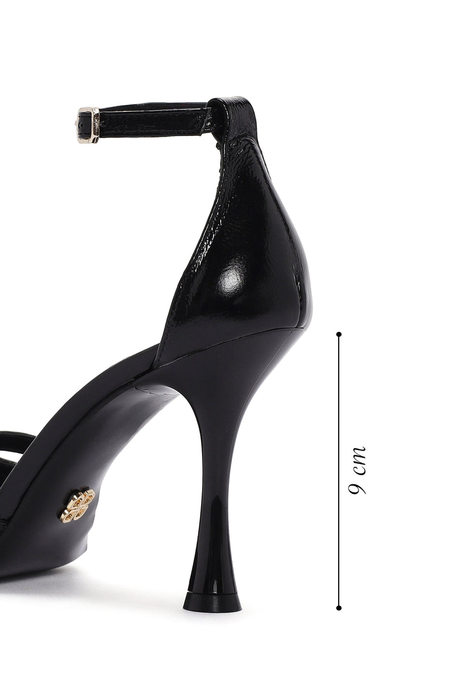 Women's Black Ankle Strap Thin Heeled Leather Sandals
