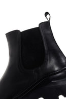 Men's Black Thick Sole Leather Casual Chelsea Boots | Derimod