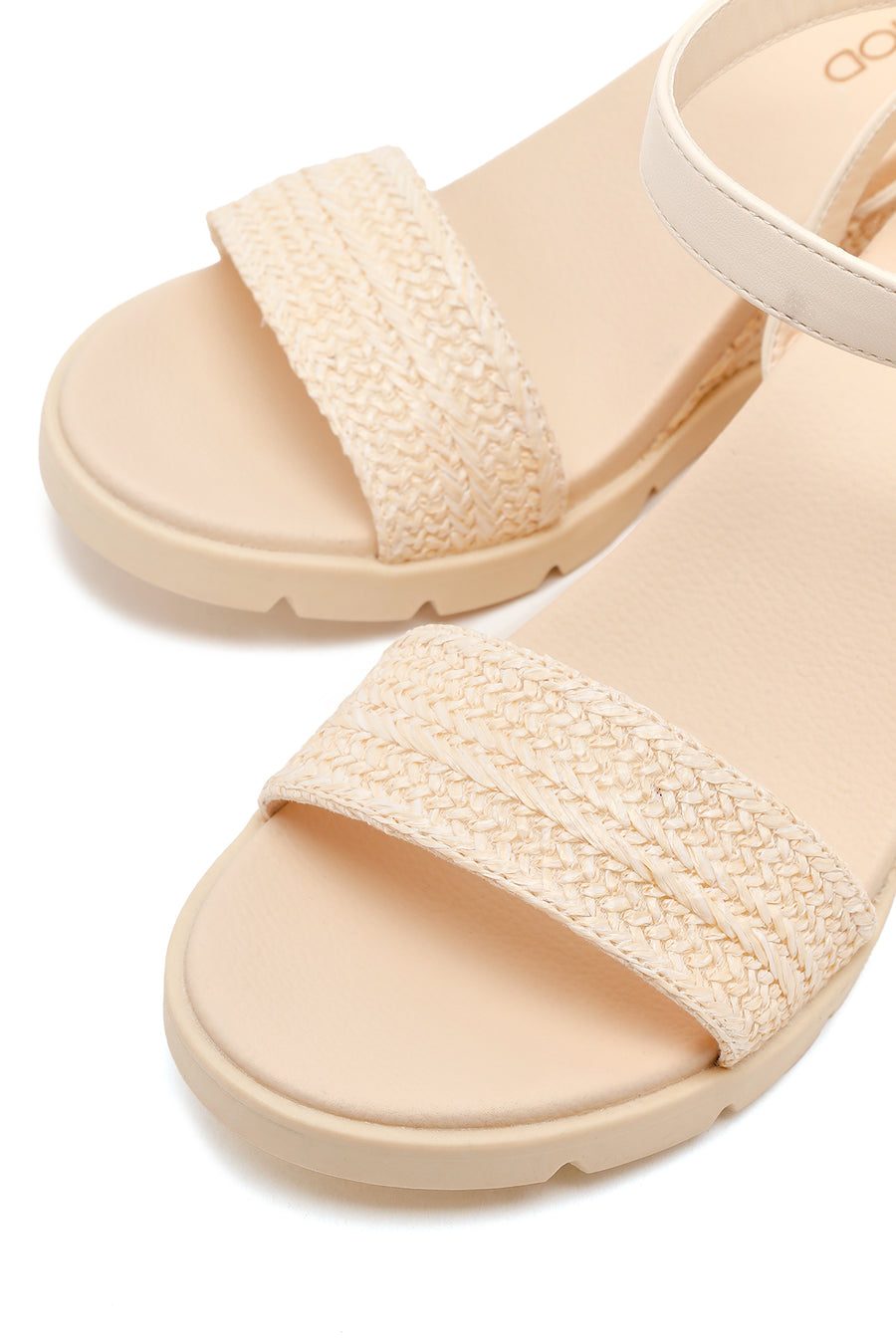 Woman Nude Ankle-Buckle Wedge Espadrille Sandals