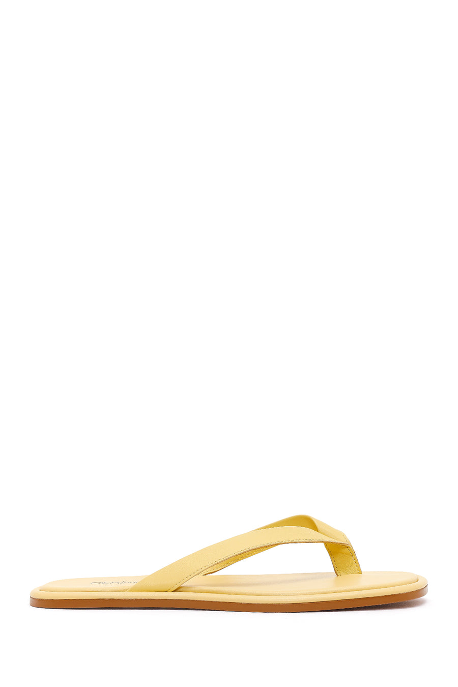 Woman Yellow Leather Toe-Post Slippers 26SFD550718 | Derimod