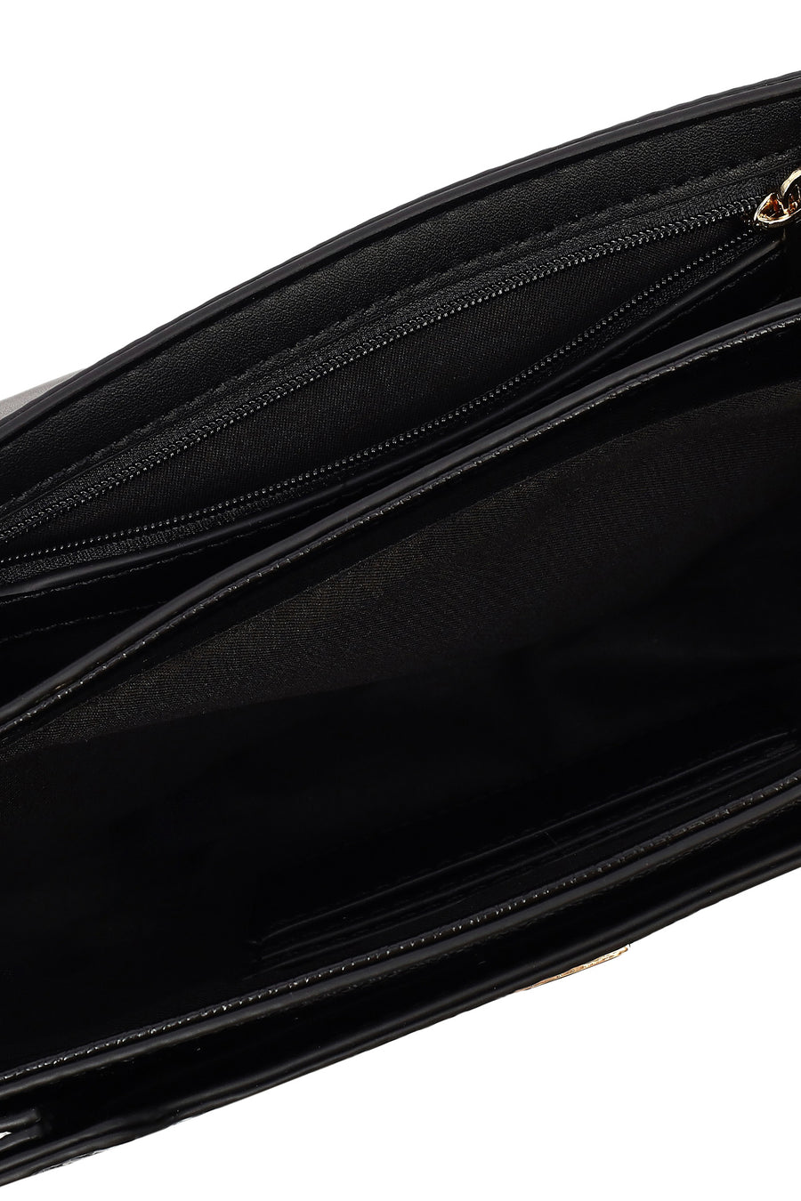 Women's Black Long Strap Patterned Crossbody Bag