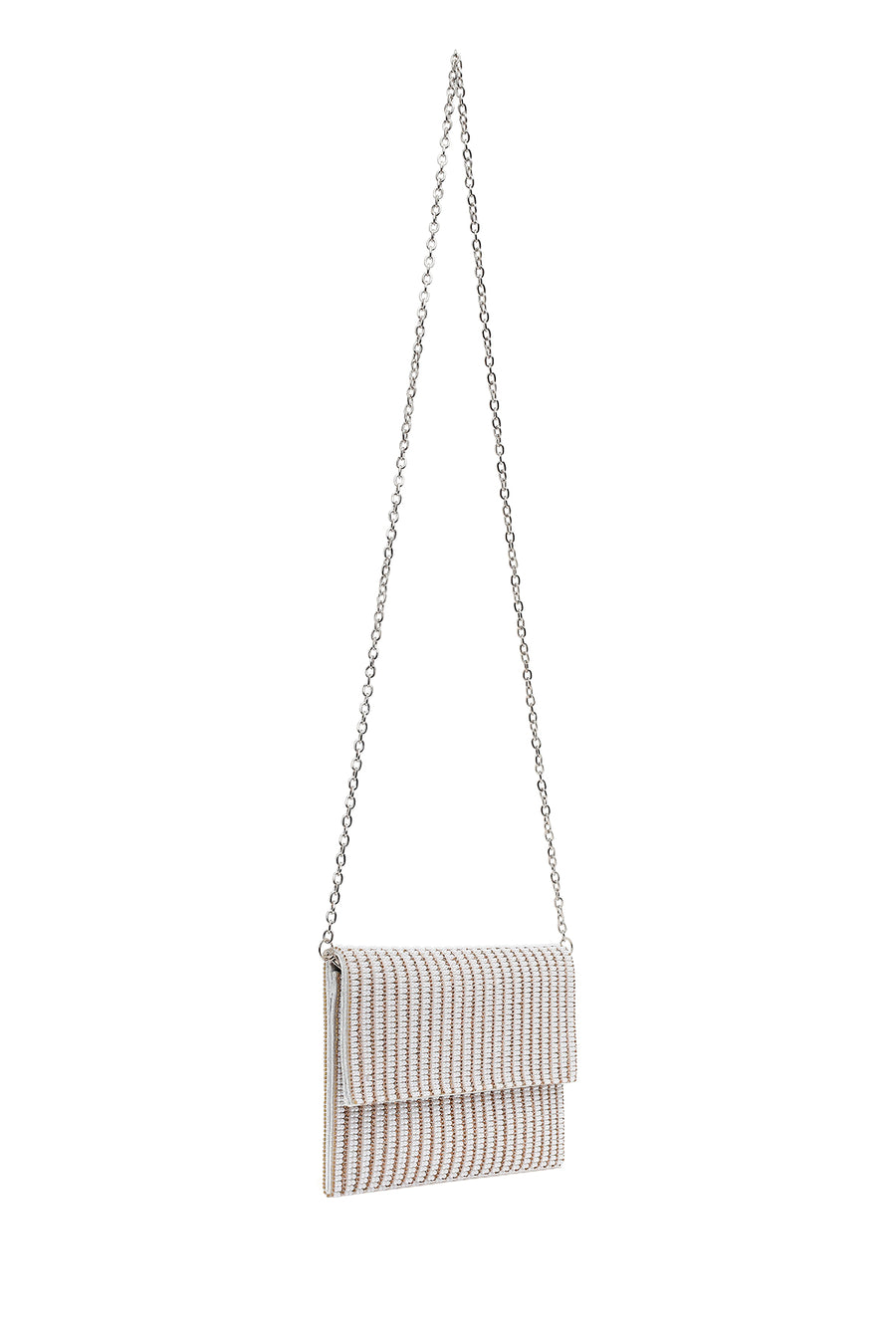 Woman Pink Chain Strap Rhinestone Evening Bag