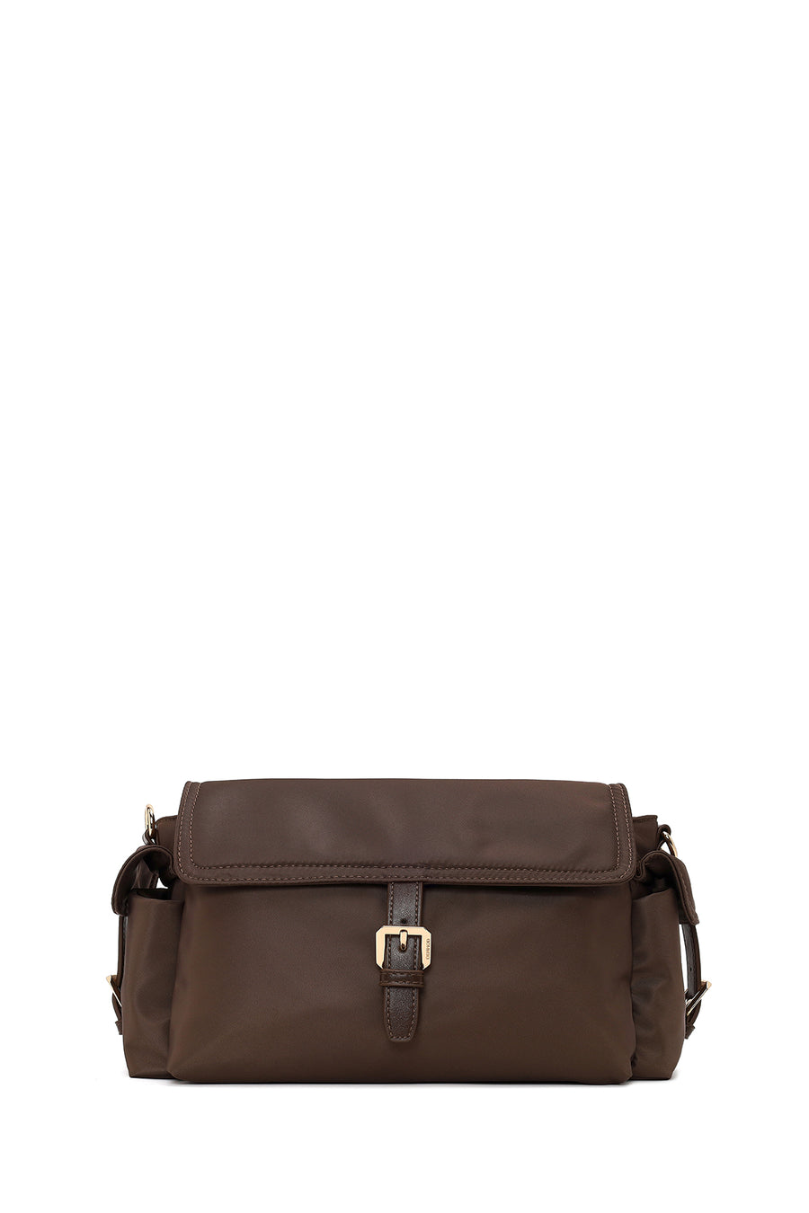 Woman Brown Fabric Crossbody Bag