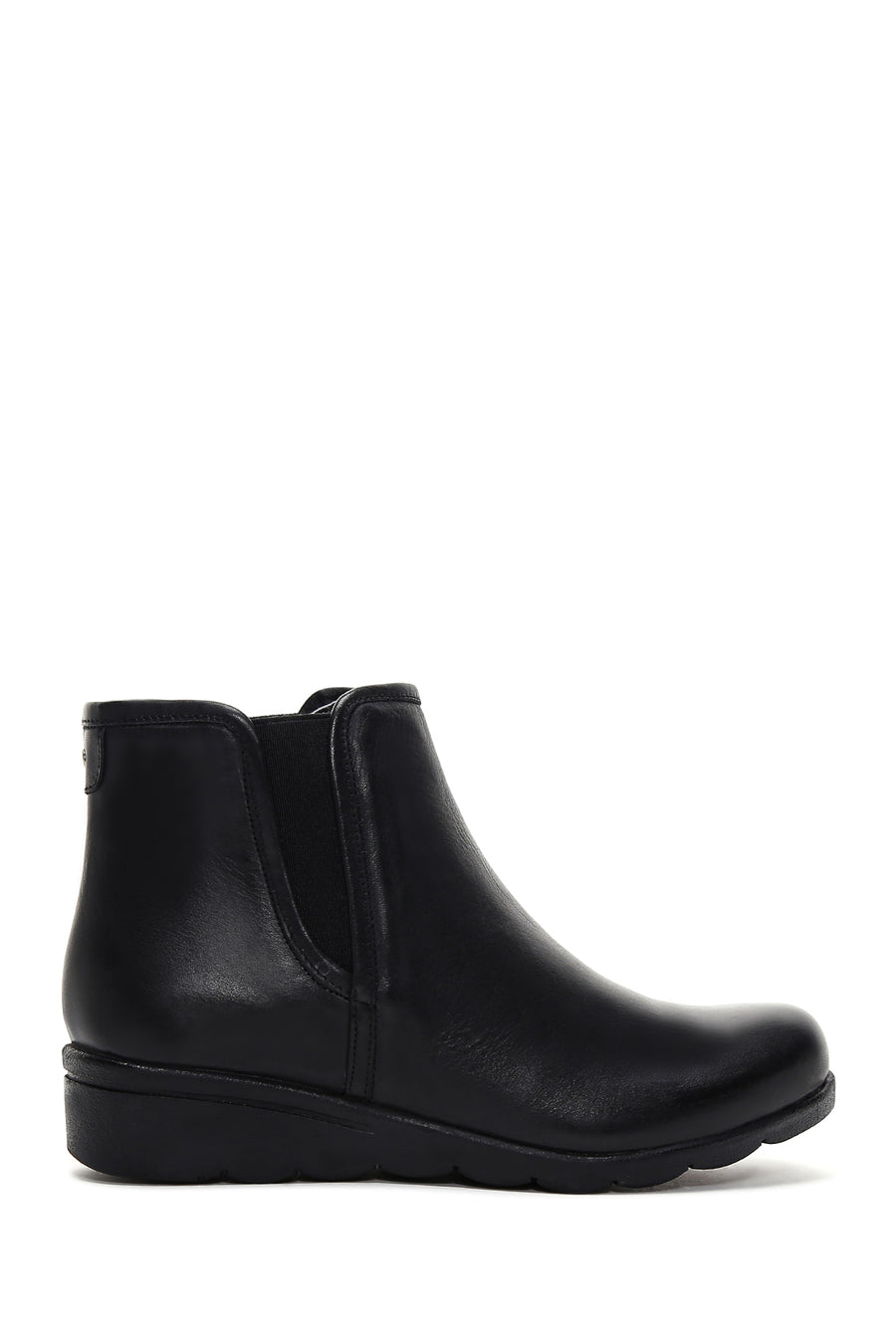 Women's Black Leather Wedge Heel Boots 22WFD415518 | Derimod