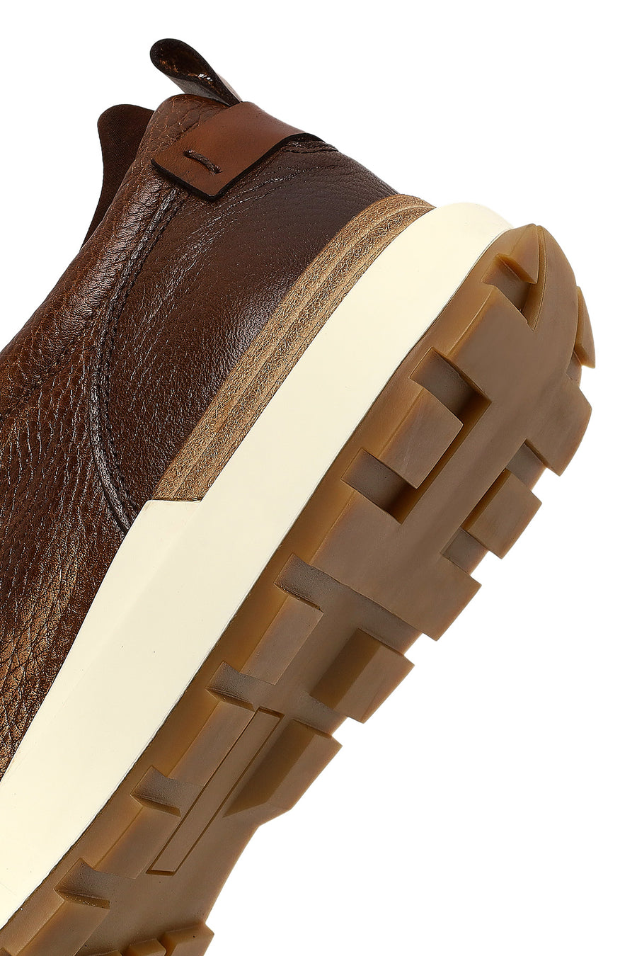 Men's Brown Thick-Soled Leather Casual Sneaker