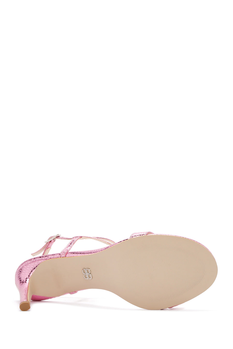 Women's Pink Ankle Strap Thin Heel Sandals