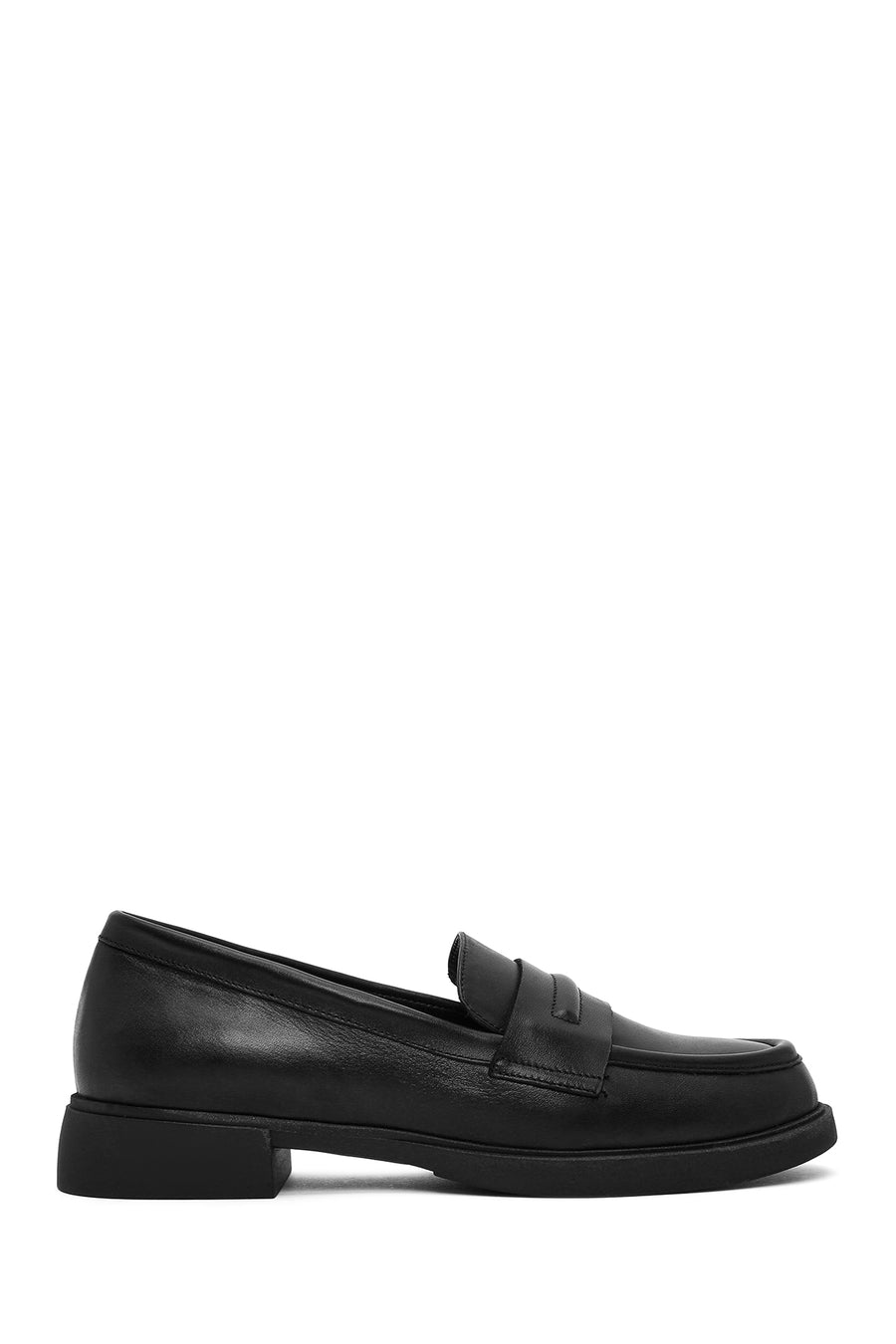 Women's Black Leather Masculine Loafer 25SFD182318 | Derimod