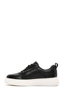 Men's Black Lace-up Thick-Sole Leather Sneaker | Derimod