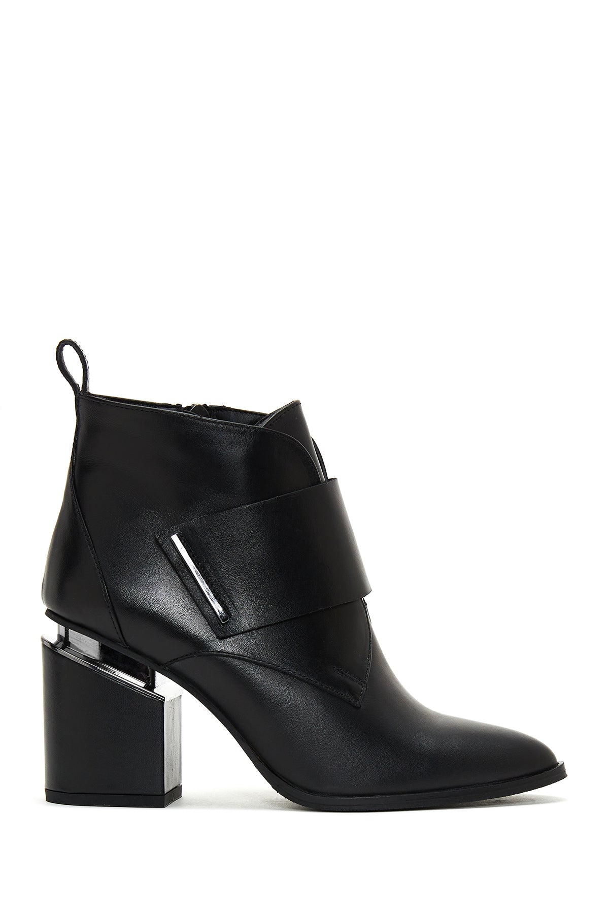 Women's Black Leather Heeled Boots 23WFD161218 | Derimod