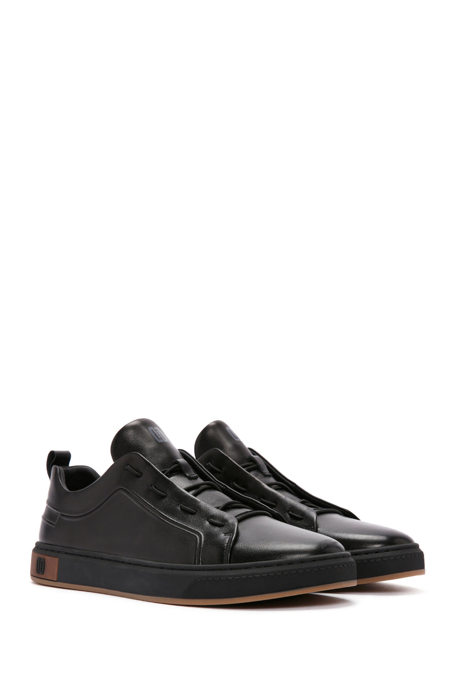 Men's Black Lace-up Leather Sneaker